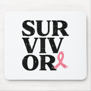 Pink Ribbon Warrior Breast Cancer Awareness Women Mouse Pad