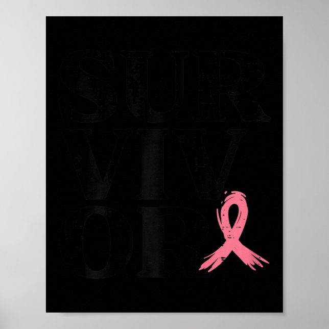 Pink Ribbon Warrior Breast Cancer Awareness Women  Poster (Front)