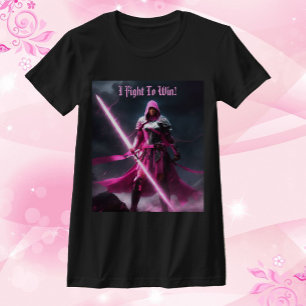 Pink Ribbon Warrior Light Sword Personalize Text T-Shirt
