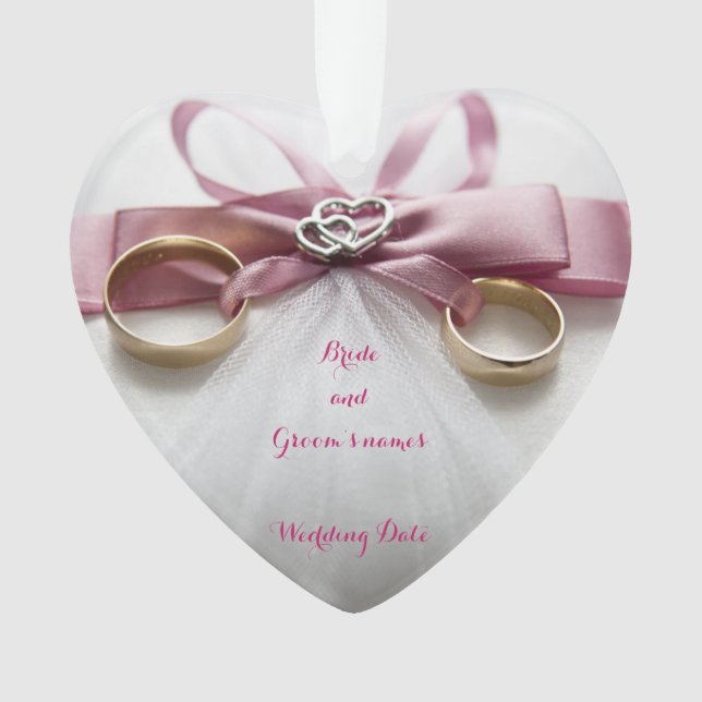 Pink Ribbon Wedding Favour Ornament (Front)