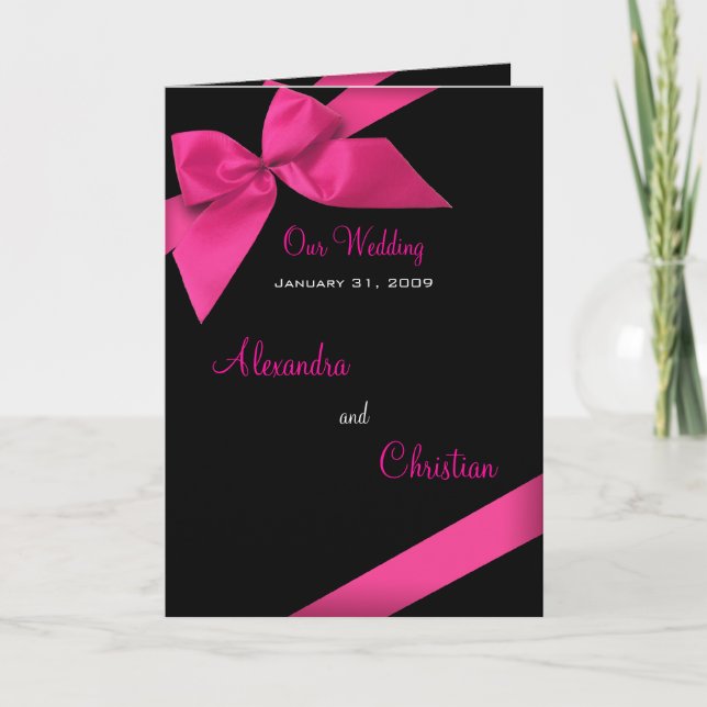 Pink Ribbon Wedding Invitation Announcement Card (Front)