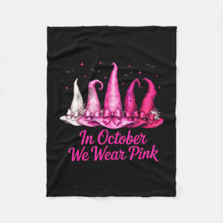 Pink ribbon witch hat breast cancer halloween fleece blanket
