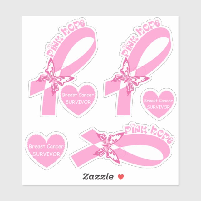 Pink Ribbon with butterfly Breast cancer survivor (Sheet)