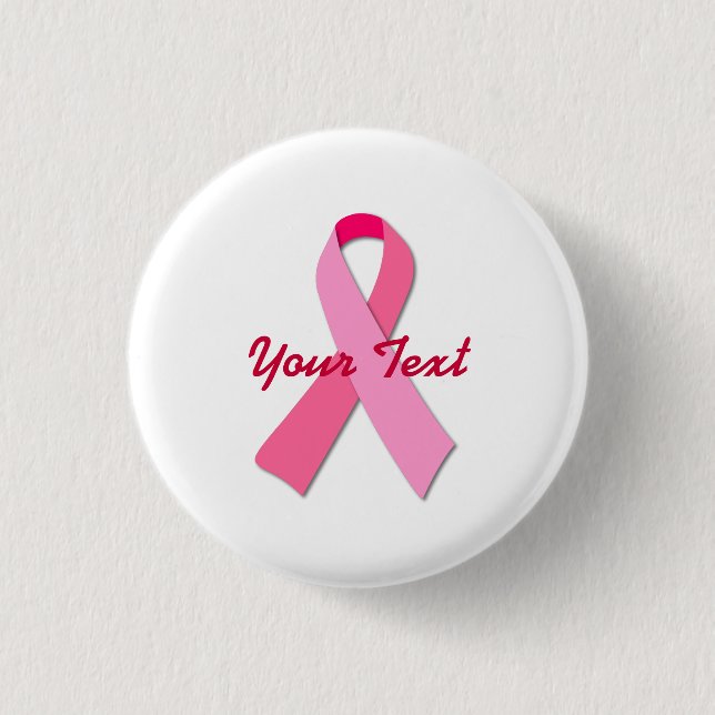 Pink Ribbon with Custom Text 3 Cm Round Badge (Front)