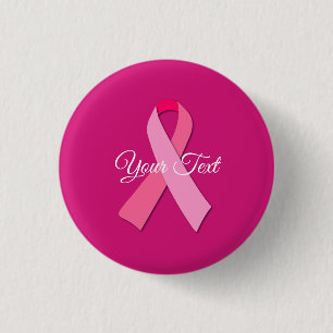 Pink Ribbon with Custom Text Button