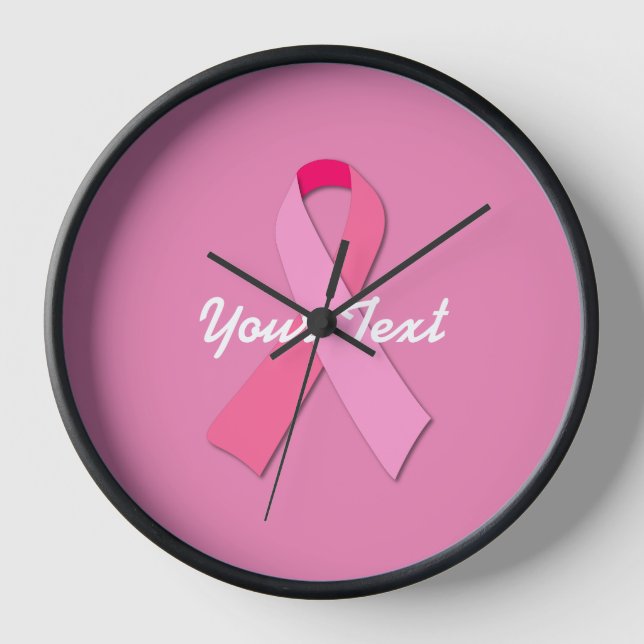 Pink Ribbon with Custom Text Clock (Front)