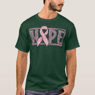 Pink Ribbon With Leopard Print Hope Breast Cancer  T-Shirt