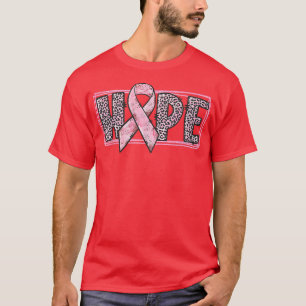 Pink Ribbon With Leopard Print Hope Breast Cancer  T-Shirt