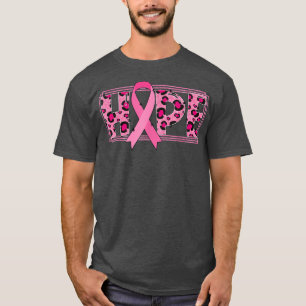 Pink Ribbon With Leopard Print Hope Breast Cancer T-Shirt