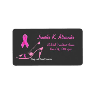 Pink Ribbon with polka dot shoe Label