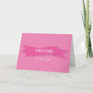 Pink Ribbon with White Border Cute Welcome Card