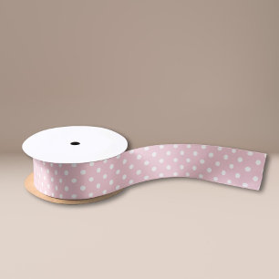 Pink ribbon with white polka dots. satin ribbon