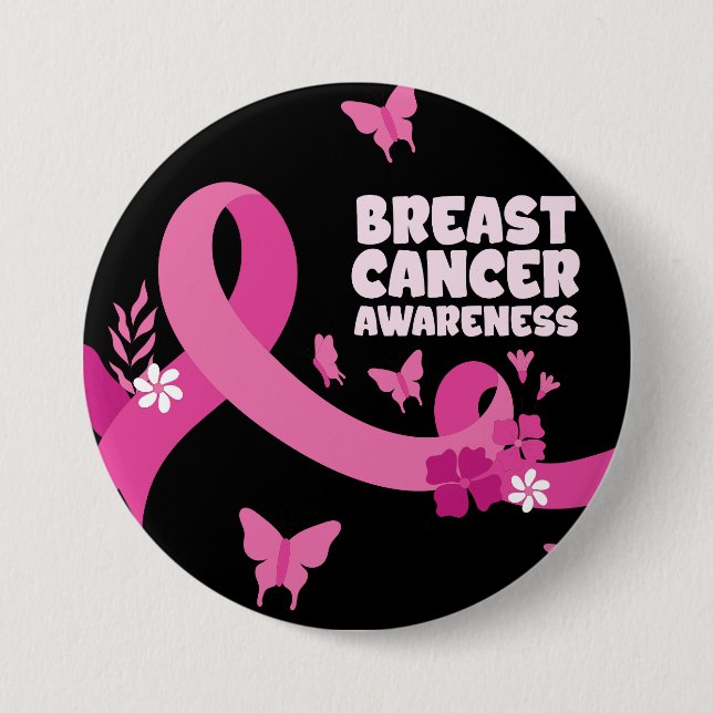 Pink Ribbon Women Cancer Breast Cancer Awareness  7.5 Cm Round Badge (Front)