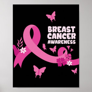 Pink Ribbon Women Cancer Breast Cancer Awareness Poster