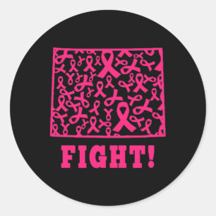 Pink Ribbon Wyoming Wy State Breast Cancer Fight S Classic Round Sticker