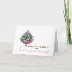 Pink Ribbon Xmas Awareness Season Holiday Card