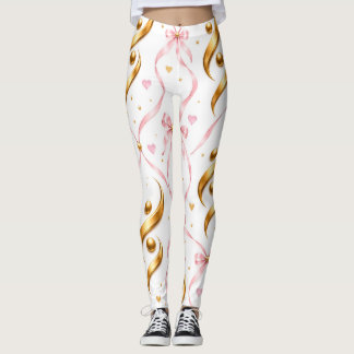 pink ribbons and bows leggings