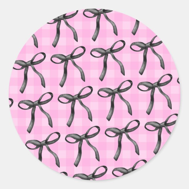 Pink, Ribbons, and Coquette Classic Round Sticker (Front)