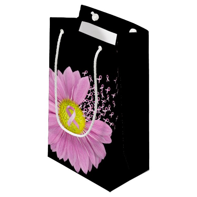 Pink Ribbons and Daisy  Small Gift Bag (Front Angled)