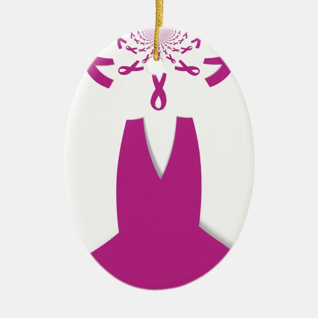 Pink Ribbons Breast Cancer Awareness Art Print Ceramic Ornament (Front)