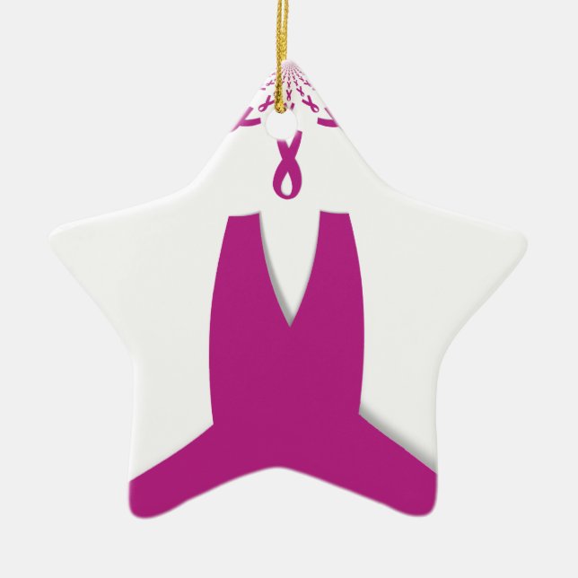 Pink Ribbons Breast Cancer Awareness Art Print Ceramic Ornament (Front)