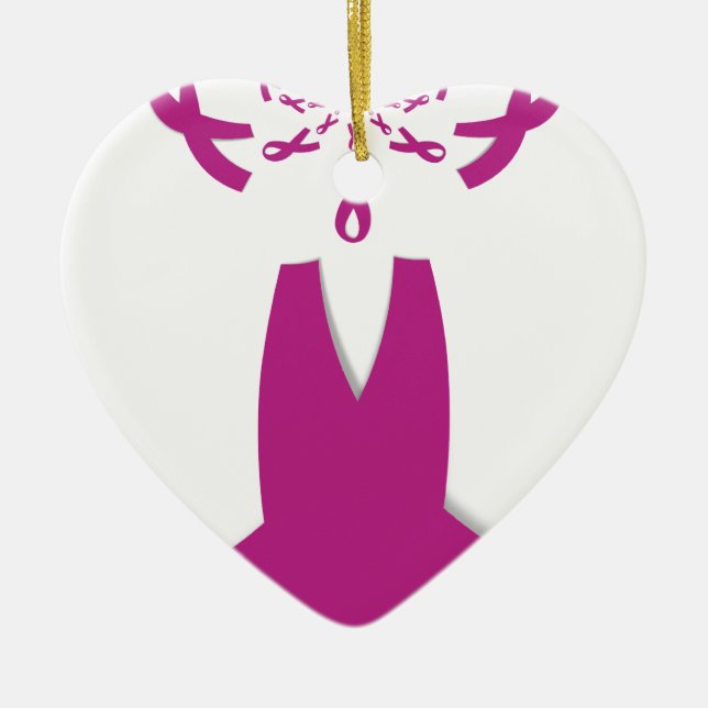 Pink Ribbons Breast Cancer Awareness Art Print Ceramic Ornament (Front)