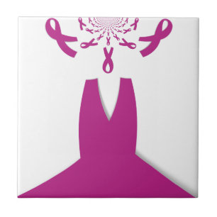 Pink Ribbons Breast Cancer Awareness Art Print Ceramic Tile