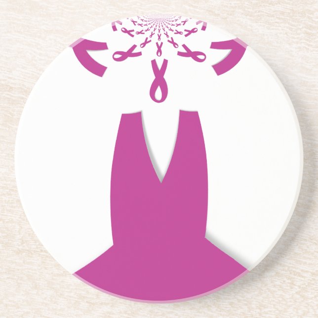 Pink Ribbons Breast Cancer Awareness Art Print Coaster (Front)