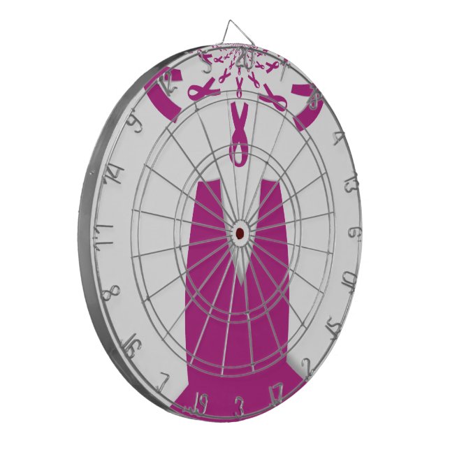 Pink Ribbons Breast Cancer Awareness Art Print Dartboard (Front Left)