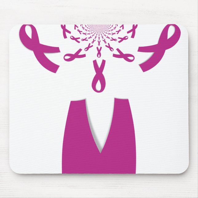 Pink Ribbons Breast Cancer Awareness Art Print Mouse Pad (Front)