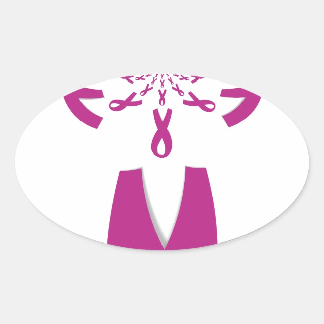 Pink Ribbons Breast Cancer Awareness Art Print Oval Sticker (Front)
