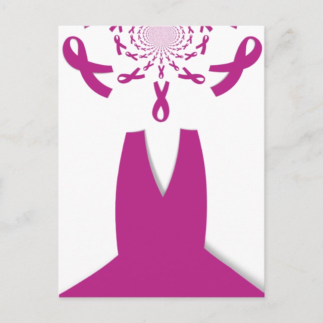 Pink Ribbons Breast Cancer Awareness Art Print Postcard (Front)