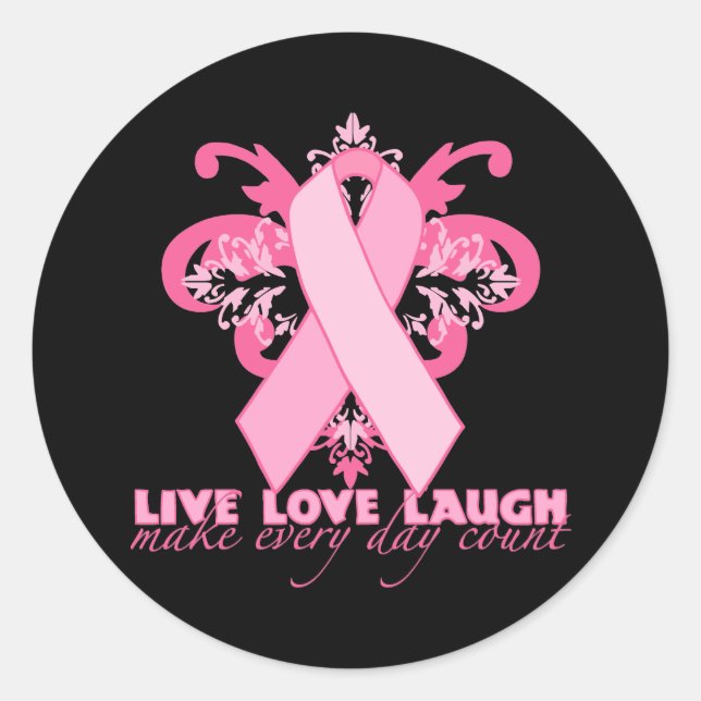 Pink Ribbons Every Day Classic Round Sticker (Front)