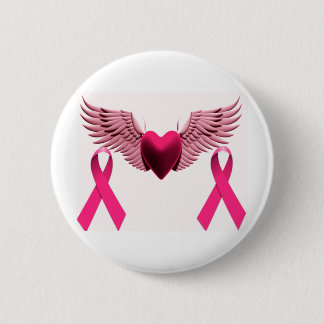 Pink Ribbons & Heart of Love & Support 6 Cm Round Badge