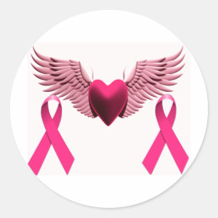 Pink Ribbons & Heart of Love & Support Classic Round Sticker