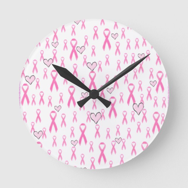 Pink Ribbons,I Care!_ Round Clock (Front)