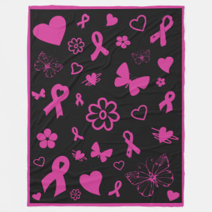 Pink Ribbons/Multi...Breast Cancer Fleece Blanket