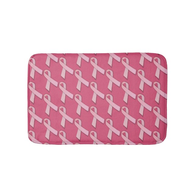Pink Ribbons Tiled Pattern Bath Mat (Front)