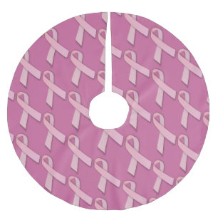 Pink Ribbons Tiled Pattern Brushed Polyester Tree Skirt