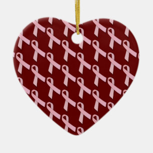 Pink Ribbons Tiled Pattern Ceramic Tree Decoration