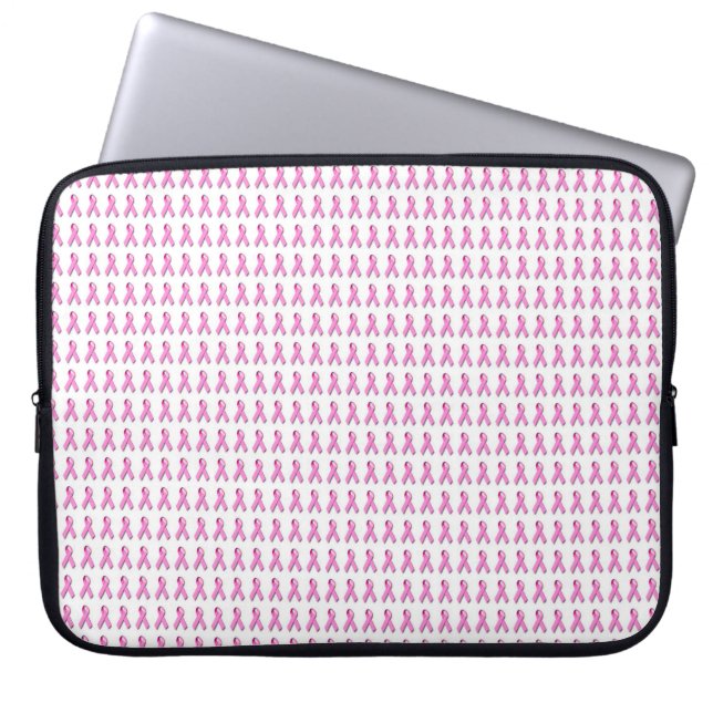 Pink Ribbons Tiled Pattern Laptop Sleeve (Front)