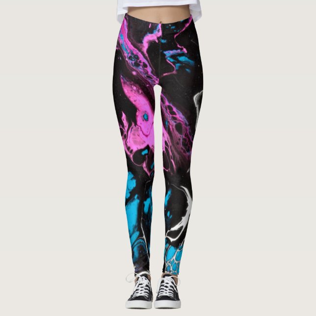 PINK RIVER UNIQUE PAINTED DESIGN YOGA PANTS (Front)