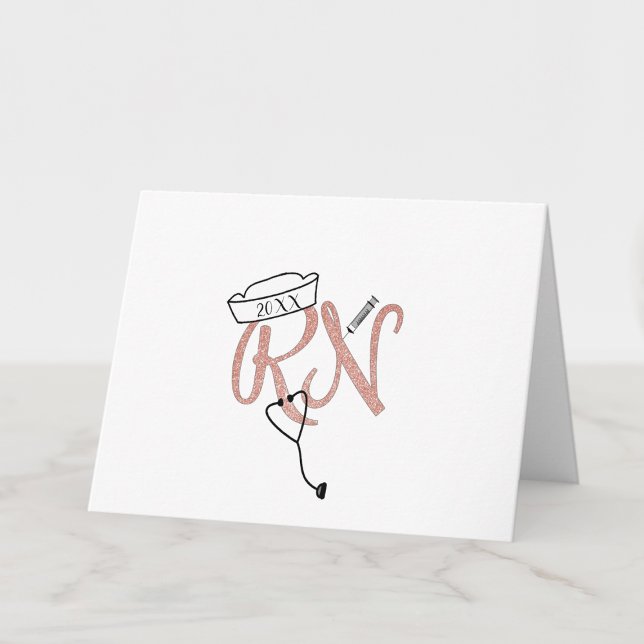 Pink RN nurse photo thank you + message Card (Creator Uploaded)