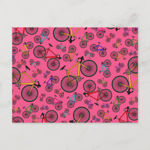 Pink road bikes postcard