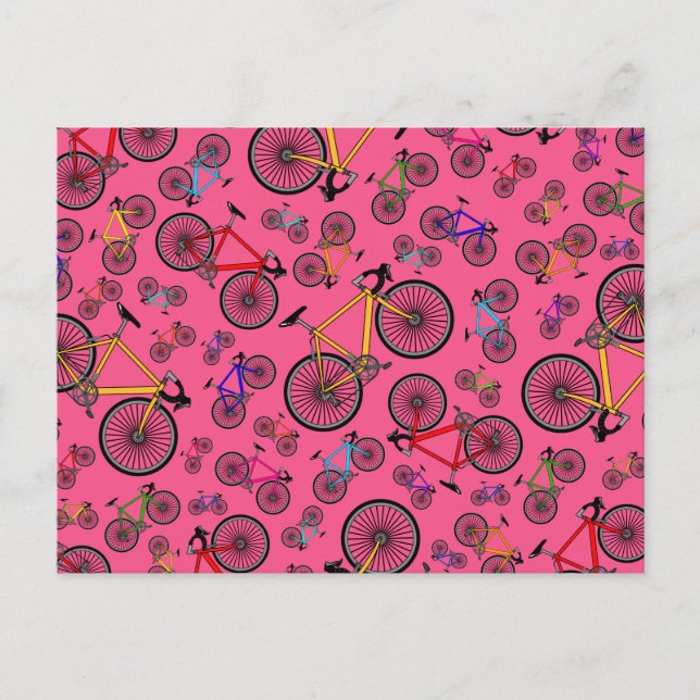 Pink road bikes postcard (Front)
