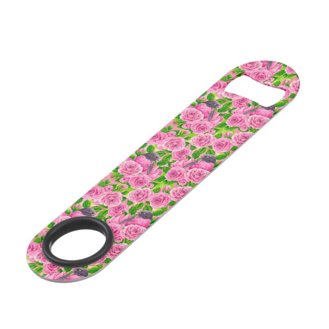 Pink Robin and roses (Front Angled)