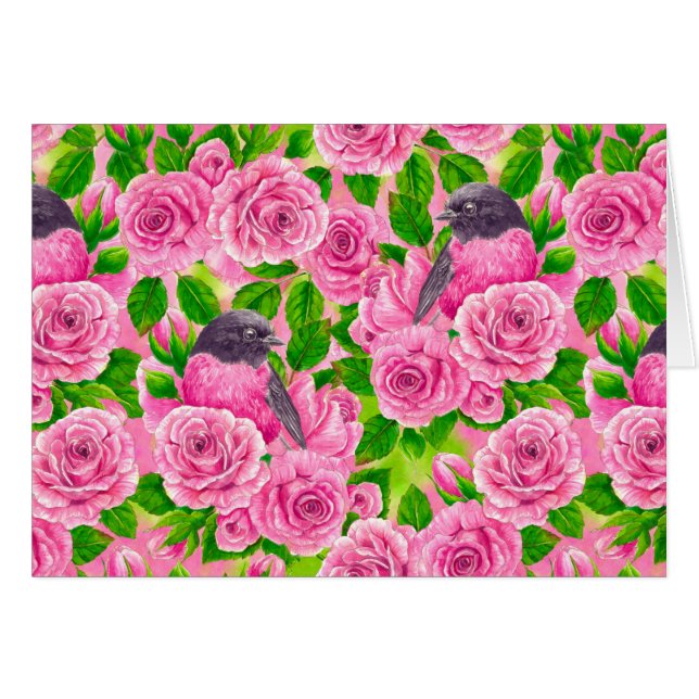 Pink Robin and roses (Front Horizontal)