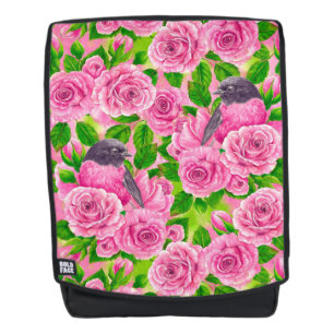Pink Robin and roses Backpack