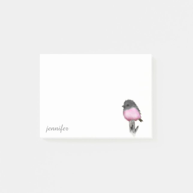 Pink Robin Bird Post-it® Note (Front)