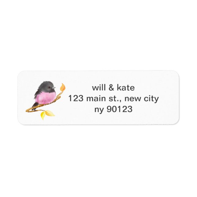 Pink Robin Bird  Return Address Labels (Front)